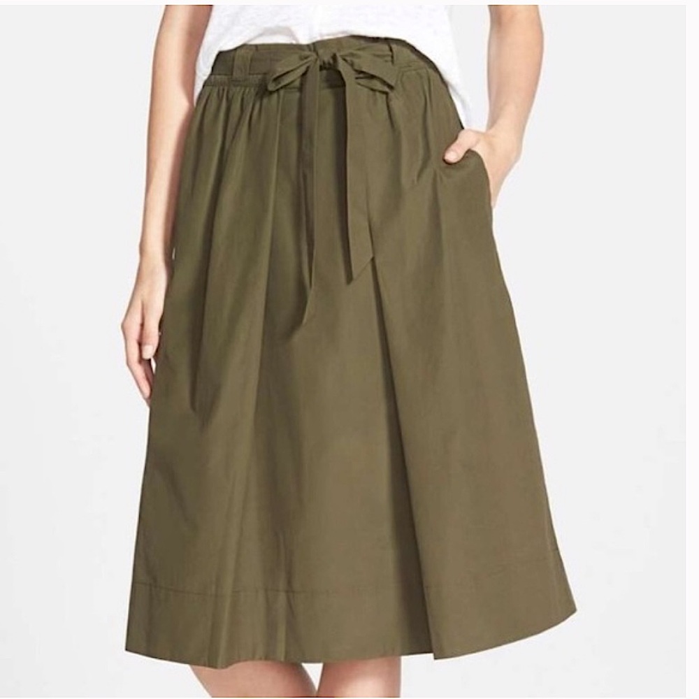 Madewell Olive Green Poplin Skirt